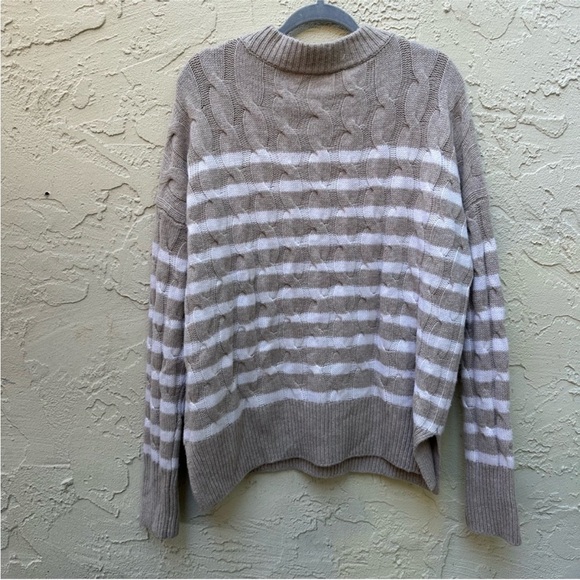 La Ligne Aaa Lean Lines Striped Cashmere Sweater in Melange Oatmeal - Picture 2 of 6